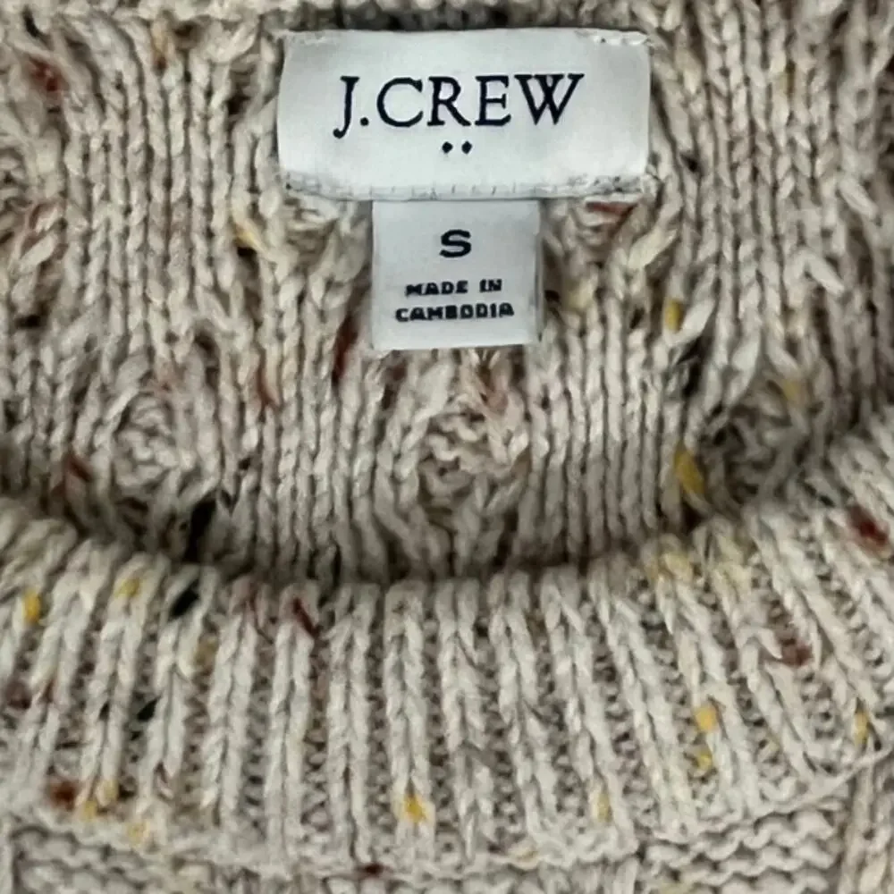 J.Crew Speckled Beige Crew Neck Argyle Sweater Size S